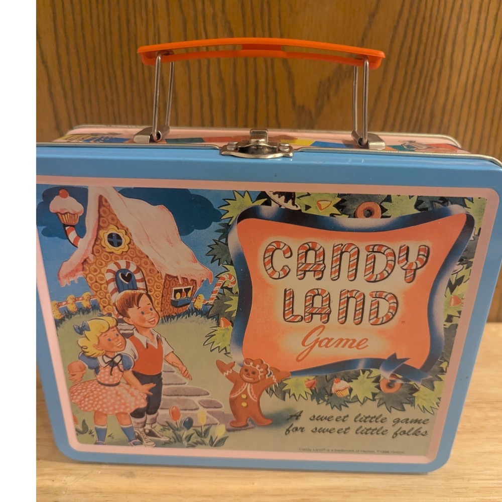 Vintage 1998 Candy Land Metal Tin Lunch Box Hasbro Board Game Nostalgia Collect